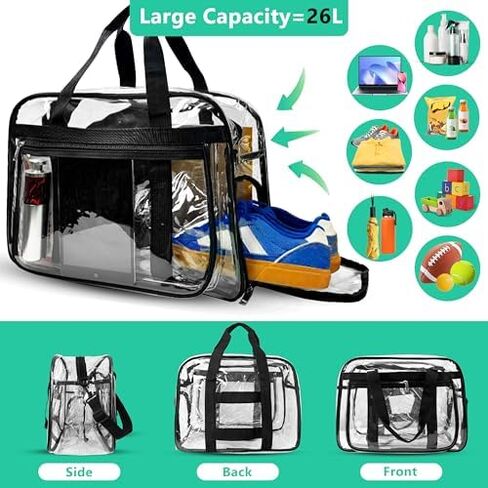 Large Clear Tote Bag for Duffle Travel Gym Travel Beach, Big Transparent See Through Bag for Women Men in Saudi Arabia