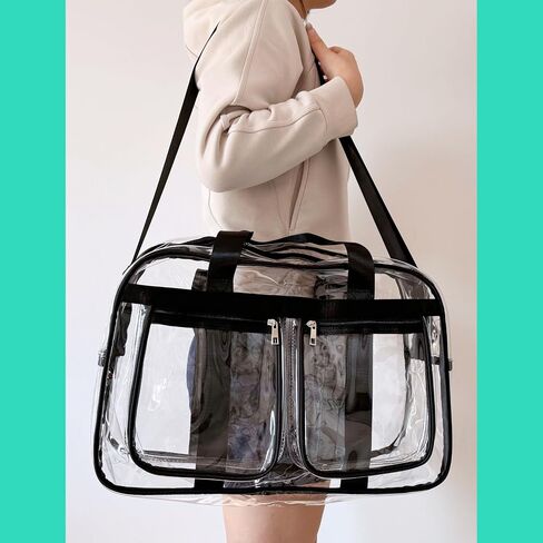 Large Clear Tote Bag for Duffle Travel Gym Travel Beach, Big Transparent See Through Bag for Women Men in Saudi Arabia