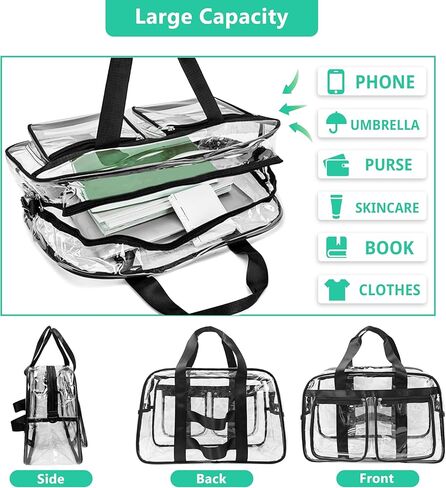 Large Clear Duffle Travel Gym Bag, Clear Tote Makeup Bag for Weekender, Travel, Overnight, Carry on Airplanes in Saudi Arabia