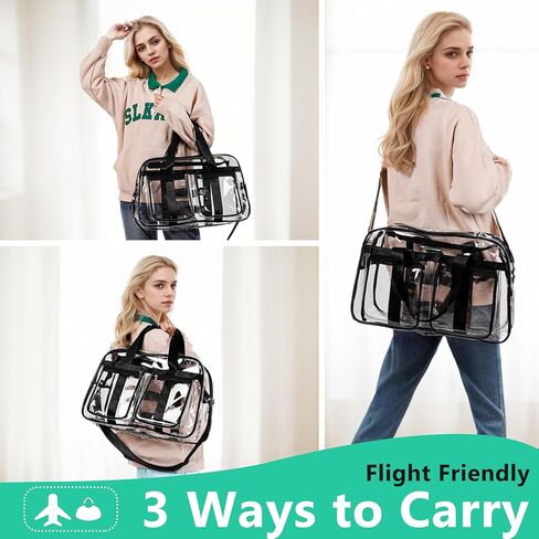 Large Clear Duffle Travel Gym Bag, Clear Tote Makeup Bag for Weekender, Travel, Overnight, Carry on Airplanes in Saudi Arabia
