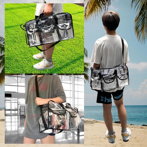 Large Clear Duffle Travel Gym Bag, Clear Tote Makeup Bag for Weekender, Travel, Overnight, Carry on Airplanes in Saudi Arabia