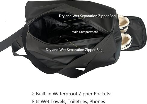 Dry-Wet Separation, Large Capacity, Waterproof, for Men & Women, swimming, and dancing Black Gym Duffle Bag with Separate Shoe Compartment, Adjustable Shoulder Strap, Travel Sports Bag in Saudi Arabia