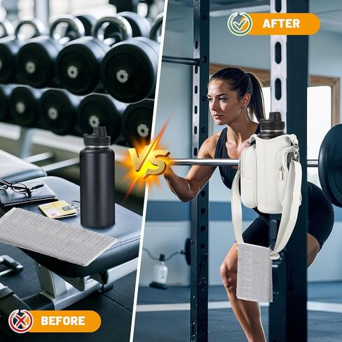 Magnetic Gym Bag Water Bottle Holder with Phone Pockets Shoulder Strap for Men Women, Cream in Saudi Arabia