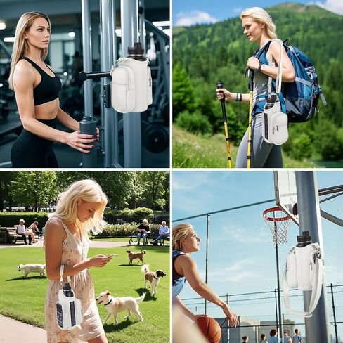 Magnetic Gym Bag Water Bottle Holder with Phone Pockets Shoulder Strap for Men Women, Cream in Saudi Arabia