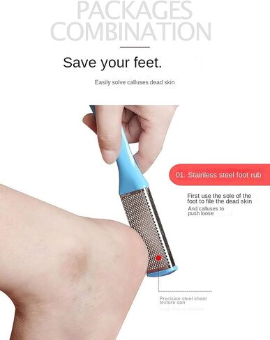 Professional Callus Remover & Foot File Set–Metal Surface Scraper for Dead Skin, Cracked Heels, and Hard Skin. Complete Pedicure Kit for Wet or Dry Feet, Essential Grooming Tool for Smooth Feet Black in Saudi Arabia