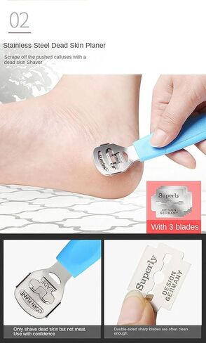 Professional Callus Remover & Foot File Set–Metal Surface Scraper for Dead Skin, Cracked Heels, and Hard Skin. Complete Pedicure Kit for Wet or Dry Feet, Essential Grooming Tool for Smooth Feet Black in Saudi Arabia