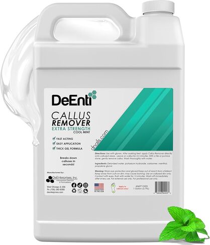 DeEnti Callus Remover for Feet, Extra Strength Foot Callus Remover Gel, 128oz Gallon Salon Grade Bulk Pedicure Supplies for Dry Skin, Cracked Heel, Professional Strength Foot Care, Cool Mint in Saudi Arabia