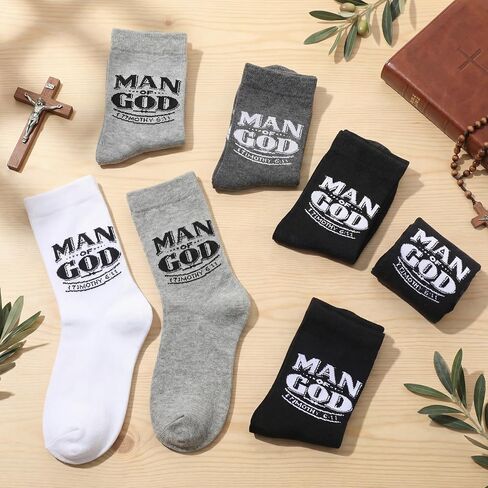 Glitopper Christian Gifts for Father's Day Man of God Socks for Men Religious Jesus Stockings for Dad Grandpa in Kuwait