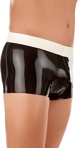 IOKUKI Latex Boxer Shorts Handmade,Latex Shorts with Crotch Zipper Rubber Panties for Men in Saudi Arabia
