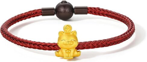 ZHOU LIU FU 24K سوار الذهب محظوظ القط سحر الأساور ثروة المجوهرات تكويم سحر لذيذ حسن الحظ حبة لطيف الثروة العصرية فنغ شوي الذهب الصلبة للنساء الرجال in Kuwait