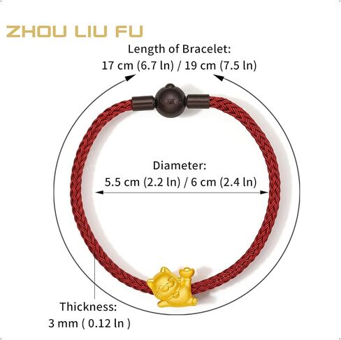 ZHOU LIU FU 24K سوار الذهب محظوظ القط سحر الأساور ثروة المجوهرات تكويم سحر لذيذ حسن الحظ حبة لطيف الثروة العصرية فنغ شوي الذهب الصلبة للنساء الرجال in Kuwait