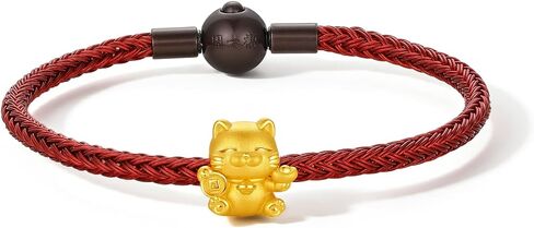 ZHOU LIU FU 24K سوار الذهب محظوظ القط سحر الأساور ثروة المجوهرات تكويم سحر لذيذ حسن الحظ حبة لطيف الثروة العصرية فنغ شوي الذهب الصلبة للنساء الرجال in Kuwait