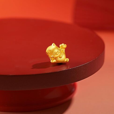 ZHOU LIU FU 24K سوار الذهب محظوظ القط سحر الأساور ثروة المجوهرات تكويم سحر لذيذ حسن الحظ حبة لطيف الثروة العصرية فنغ شوي الذهب الصلبة للنساء الرجال in Kuwait