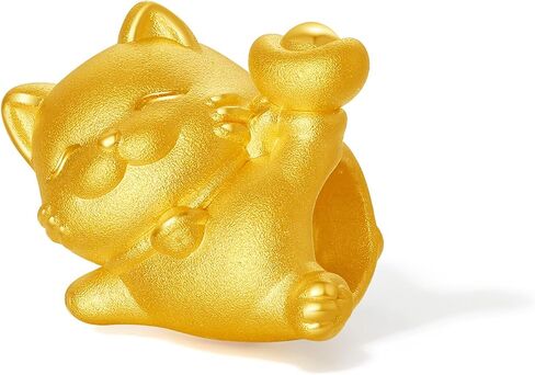 ZHOU LIU FU 24K سوار الذهب محظوظ القط سحر الأساور ثروة المجوهرات تكويم سحر لذيذ حسن الحظ حبة لطيف الثروة العصرية فنغ شوي الذهب الصلبة للنساء الرجال in Kuwait