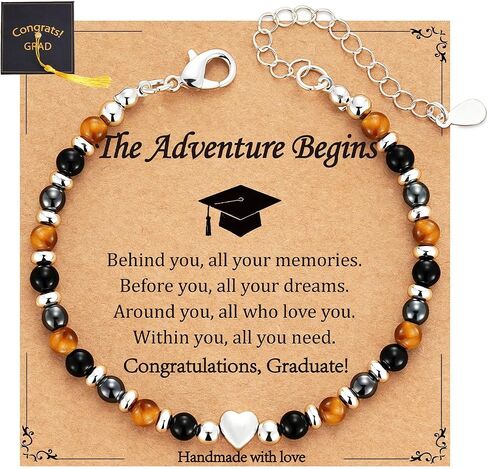 2026 Graduation Gift for Her, Graduation Bracelet Natural Stone Beads Bracelets Middle High School College 5th 8th Grade Grad Jewelry Gifts for Women Girls in Saudi Arabia