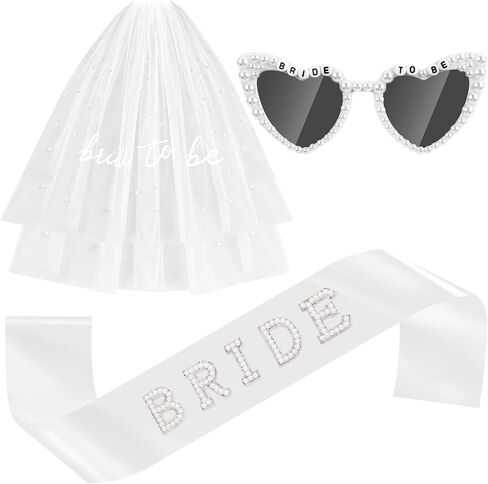 Erythem Bride to Be Set with Veil, Sash & Sunglasses, Bachelorette Party Accessories for Bridal Shower Engagement Wedding in Saudi Arabia