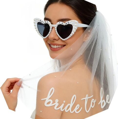 Bride to Be Veil with Sunglasses Bachelorette Party Accessories, Bridal Shower Gifts, Engagement Party Favors for Bride, Wedding Planning Decorations in Saudi Arabia