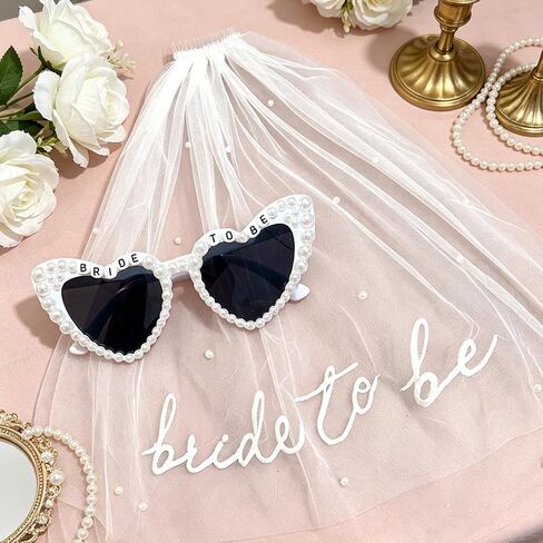 Bride to Be Veil with Sunglasses Bachelorette Party Accessories, Bridal Shower Gifts, Engagement Party Favors for Bride, Wedding Planning Decorations in Saudi Arabia