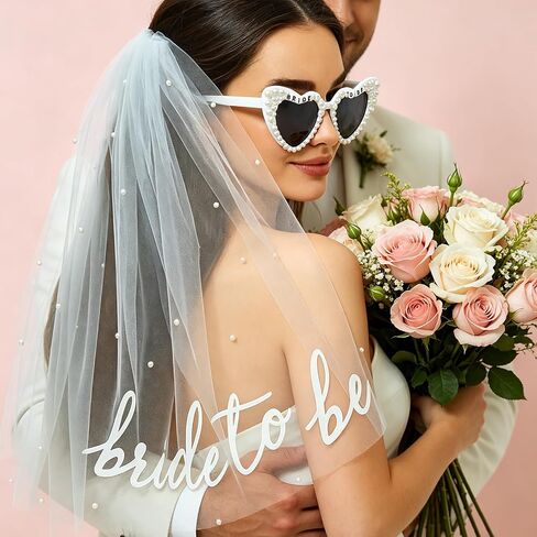 Bride to Be Veil with Sunglasses Bachelorette Party Accessories, Bridal Shower Gifts, Engagement Party Favors for Bride, Wedding Planning Decorations in Saudi Arabia