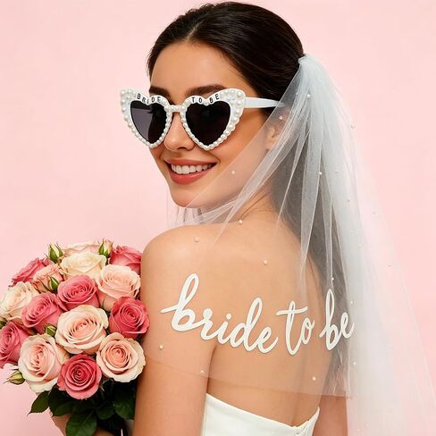 Bride to Be Veil with Sunglasses Bachelorette Party Accessories, Bridal Shower Gifts, Engagement Party Favors for Bride, Wedding Planning Decorations in Saudi Arabia