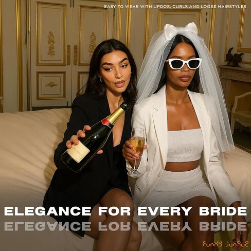 غير تقليدي Junque Bride to Be Veil مع القوس، حجاب أبيض لحفلات العازبة لحفلات الزفاف، وحفلات الزفاف وهدايا الخطوبة in Kuwait