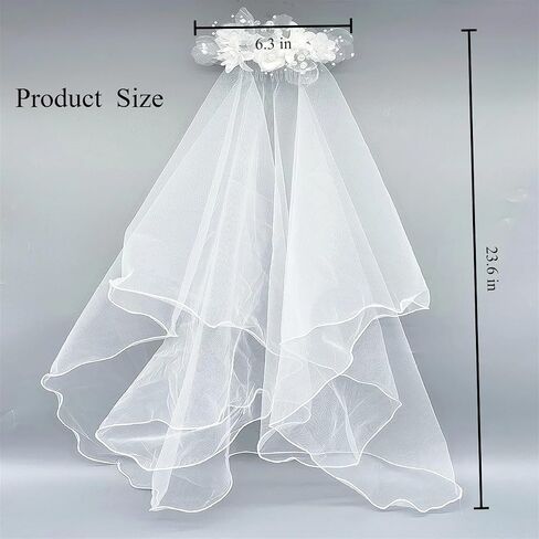 Pure Sacred Ceremonial Pearl and Flower Decorated Bridal Veil with Comb, Extra Long 25-inch, Soft Elegant Wedding Veil for Bride, Secure Easy Wear for Wedding, Bachelorette Party, First Communion in Saudi Arabia