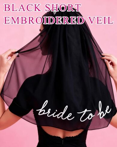 Bride to Be Black Veil and Sash - Bachelorette Party Favors, Bridal Shower Accessories, Bach Party Supplies, Wedding Gifts in Saudi Arabia