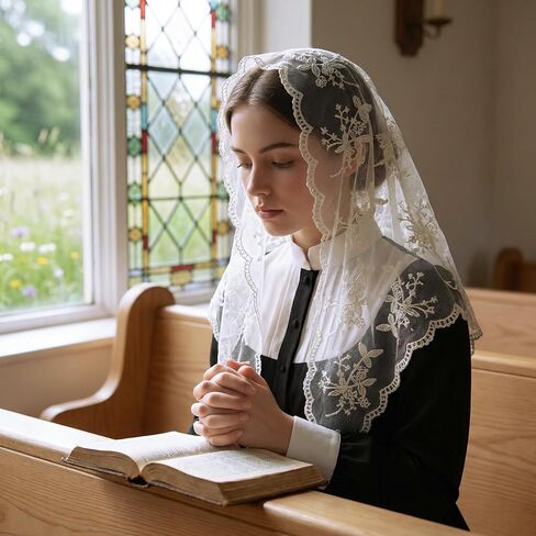 Lystaii مثلث الدانتيل Mantilla الحجاب الكاثوليكية كاتدرائية غطاء الرأس وشاح اللاتينية قداس الحجاب خمر لعرائس الزفاف الكنيسة in Kuwait