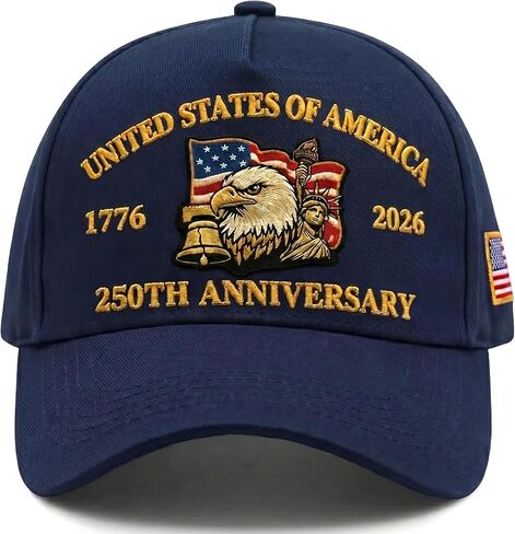 250th Anniversary USA Hat - Eagle Embroidery Patriotic Baseball Cap, Adjustable Hat Retro Embroidered Baseball Cap in Kuwait