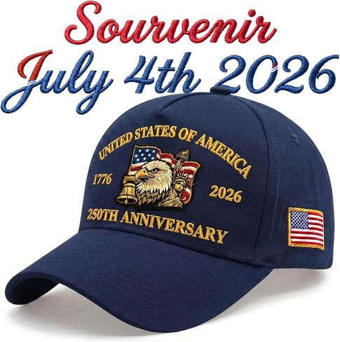 250th Anniversary USA Hat - Eagle Embroidery Patriotic Baseball Cap, Adjustable Hat Retro Embroidered Baseball Cap in Kuwait