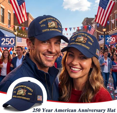 250th Anniversary USA Hat - Eagle Embroidery Patriotic Baseball Cap, Adjustable Hat Retro Embroidered Baseball Cap in Kuwait
