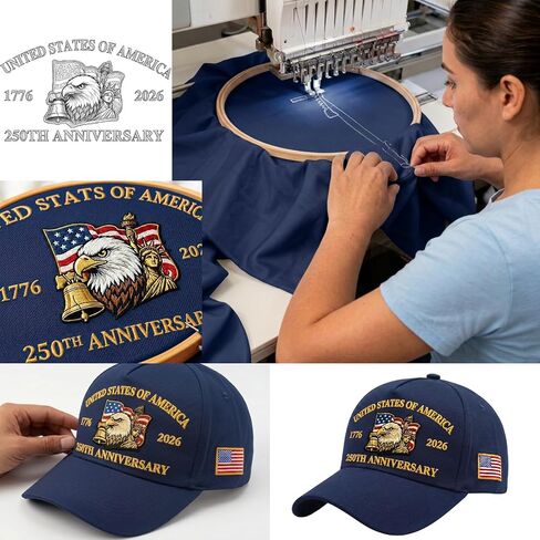 250th Anniversary USA Hat - Eagle Embroidery Patriotic Baseball Cap, Adjustable Hat Retro Embroidered Baseball Cap in Kuwait