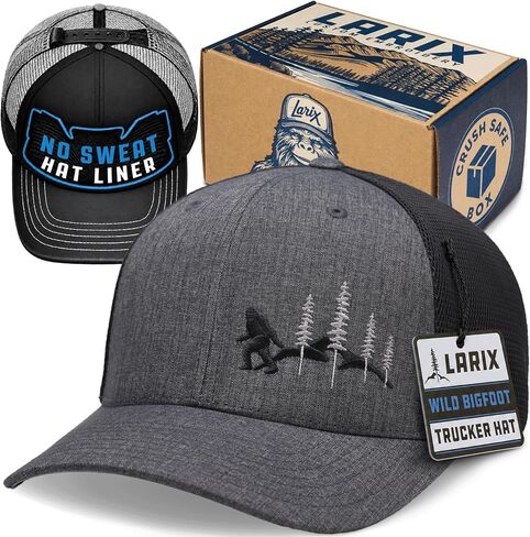 LARIX Flexfit 110 Snapback Hat, Wild Bigfoot Trucker Hat, No Sweat Hat Liner Bundle, Bigfoot Gifts, Sasquatch Gifts, Expedition Hat in Saudi Arabia