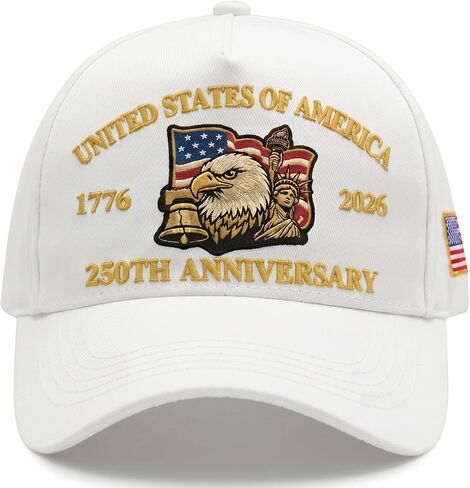 250th Anniversary USA Hat - Eagle Embroidery Patriotic Baseball Cap, Adjustable Hat Retro Embroidered Baseball Cap in Kuwait