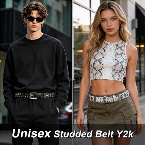 Black Studded Belt Y2k Skull Belt Y2k Studded Belts for Men Women Punk Emo Gothic Skull Spiked Belts in Saudi Arabia