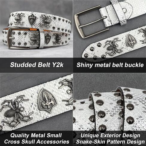 Black Studded Belt Y2k Skull Belt Y2k Studded Belts for Men Women Punk Emo Gothic Skull Spiked Belts in Saudi Arabia