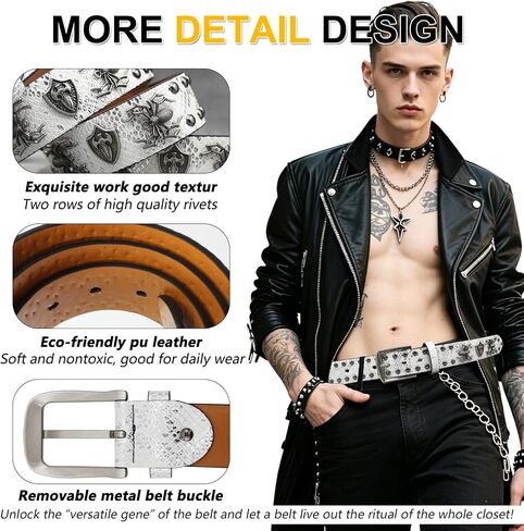 Black Studded Belt Y2k Skull Belt Y2k Studded Belts for Men Women Punk Emo Gothic Skull Spiked Belts in Saudi Arabia