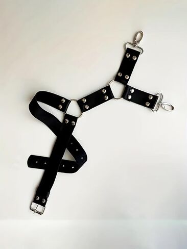 Men Adjustable Leg Harness Belt Faux Leather Thigh Strap with Alloy Rings, Punk Gothic Pants Accessory for Streetwear Festival Costume(Thigh 19.1-27.2in) in Saudi Arabia
