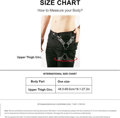 Men Adjustable Leg Harness Belt Faux Leather Thigh Strap with Alloy Rings, Punk Gothic Pants Accessory for Streetwear Festival Costume(Thigh 19.1-27.2in) in Saudi Arabia