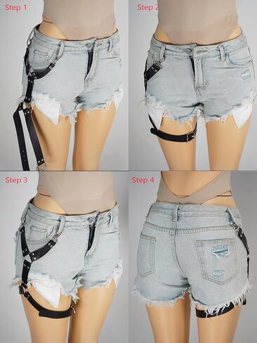 Men Adjustable Leg Harness Belt Faux Leather Thigh Strap with Alloy Rings, Punk Gothic Pants Accessory for Streetwear Festival Costume(Thigh 19.1-27.2in) in Saudi Arabia