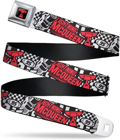 Belt Seatbelt Buckle Cars Lightning McQueen Racing Collage White Black Red in Kuwait