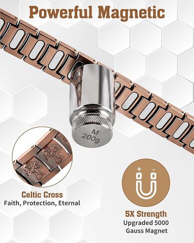 Trinckle Copper Bracelet for Men, Magnetic Copper Bracelets with 5X Strength 5000 Gauss Magnets, Celtic Cross 99.9% Pure Cooper Jewelry with Magnet as Father Day Gift Pulsera De Cobre with Sizing Tool in Kuwait
