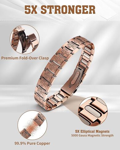 Trinckle Copper Bracelet for Men, Magnetic Copper Bracelets with 5X Strength 5000 Gauss Magnets, Celtic Cross 99.9% Pure Cooper Jewelry with Magnet as Father Day Gift Pulsera De Cobre with Sizing Tool in Kuwait