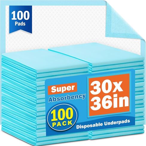 VISRIE 100Pcs 30" x 36"Bed Pads Disposable Adult, Incontinence Bed Pads, Super Absorbency Chucks Pads Disposable, Chucks Underpads Extra Large, Pee Pads for Adults, Pets & Kids, Puppy Training Pads in Saudi Arabia