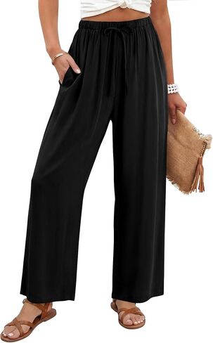 Magritta Women Cotton Summer Palazzo Pants Flowy Wide Leg Beach Trousers with Pockets Fashion Clothing in Saudi Arabia