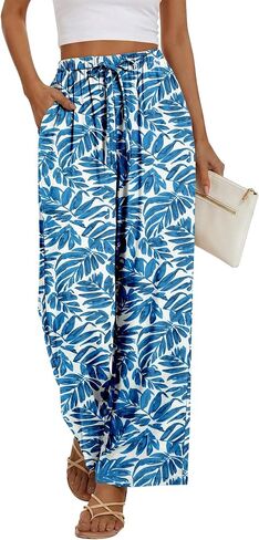 Magritta Women Cotton Summer Palazzo Pants Flowy Wide Leg Beach Trousers with Pockets Fashion Clothing in Saudi Arabia