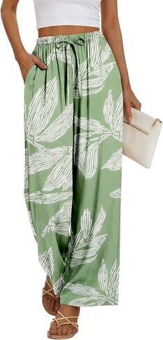 Magritta Women Cotton Summer Palazzo Pants Flowy Wide Leg Beach Trousers with Pockets Fashion Clothing in Saudi Arabia