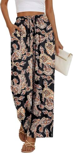 Magritta Women Cotton Summer Palazzo Pants Flowy Wide Leg Beach Trousers with Pockets Fashion Clothing in Saudi Arabia