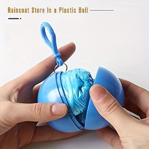 Random color Portable Disposable Rain Poncho in Ball,Compact Emergency Raincoat with Hood for Travel and Outdoor Activities Raincoats in Kuwait
