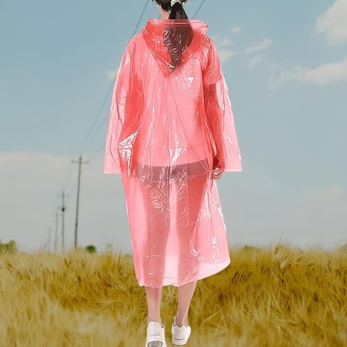 Random color Portable Disposable Rain Poncho in Ball,Compact Emergency Raincoat with Hood for Travel and Outdoor Activities Raincoats in Kuwait
